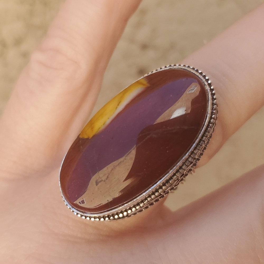 New Mookaite Jasper 925 Silver Statement Ring.